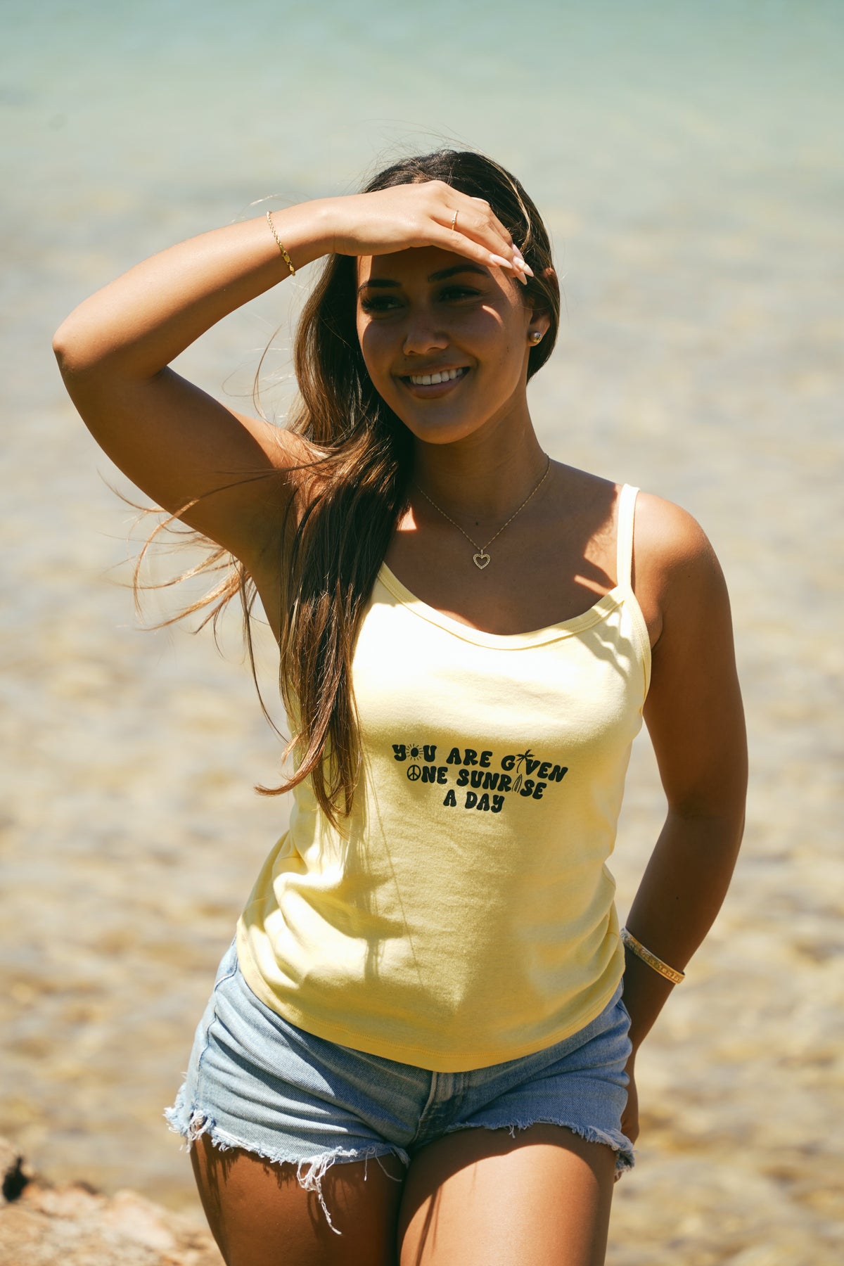 YOU ARE GIVEN ONE SUNRISE A DAY TANK TOP ☀️ YELLOW