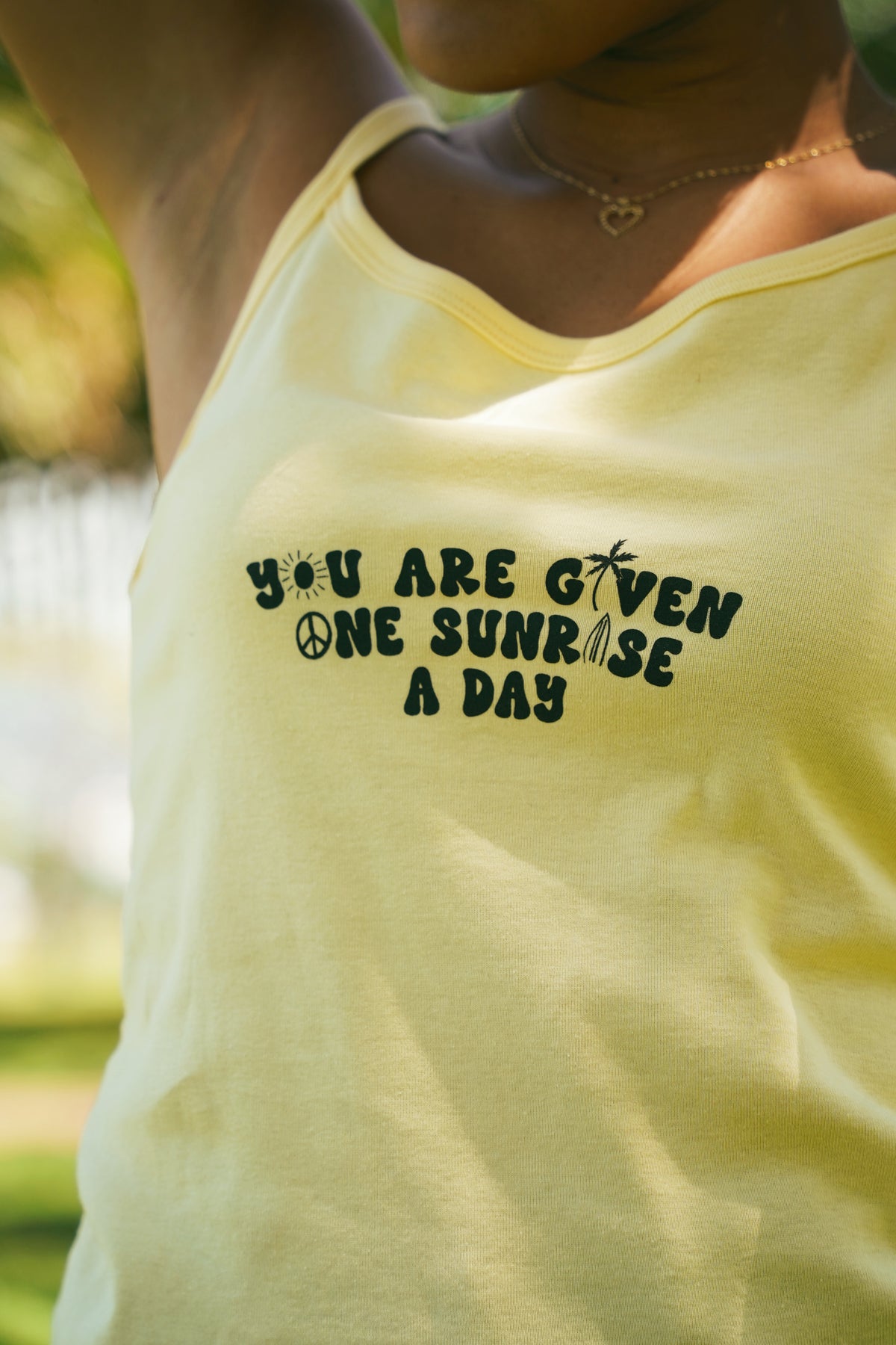 YOU ARE GIVEN ONE SUNRISE A DAY TANK TOP ☀️ YELLOW